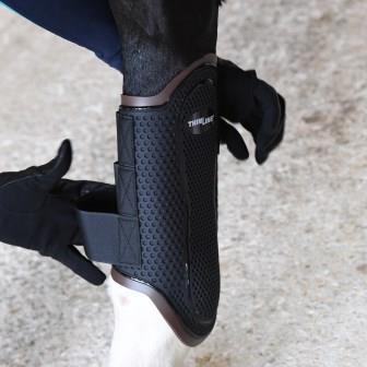 Horse Pony Tendon Boots Equestrain Front Legs Protection Support Gear Black 